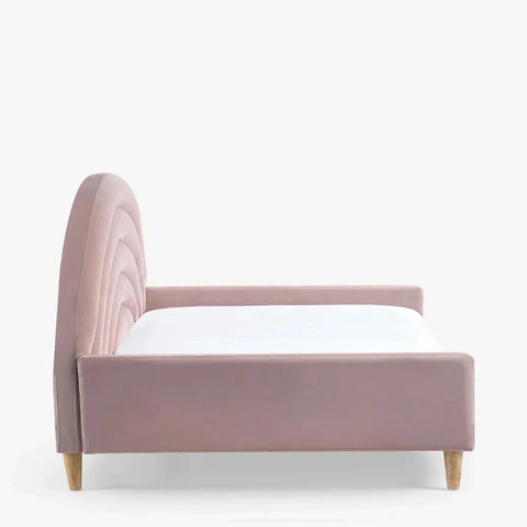 Aigliere Moon Upholstered Luxury Bed In Suede - A Crown Furniture