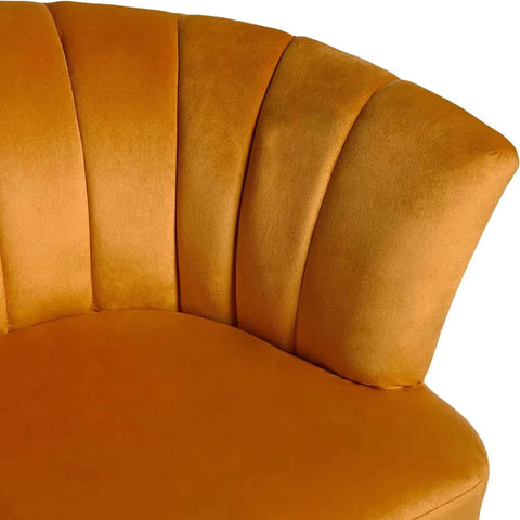 Soliloquy Shell Designer Orange Velvet Lounge Chair - A Crown Furniture