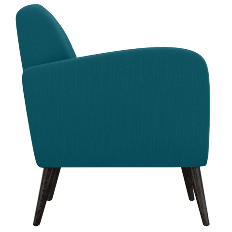 Selawik Mid-Century Peacock Blue Linen Arm Chair