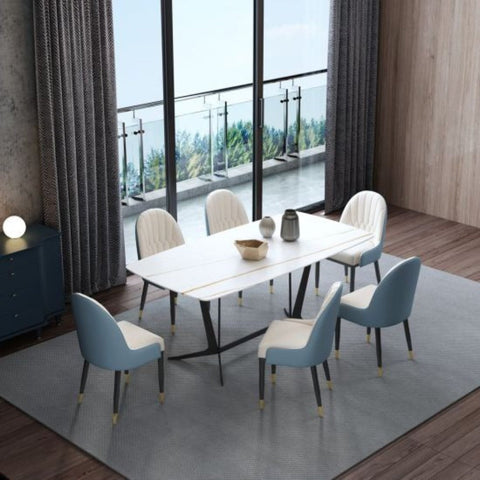 Silsean Luxury 6 Seater Dining Table In Blue - A Crown Furniture
