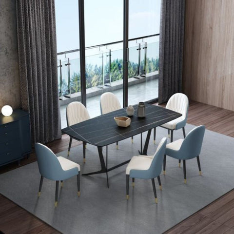 Silsean Luxury 6 Seater Dining Table In Blue - A Crown Furniture