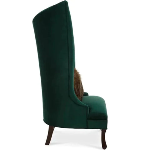 Vanguard Button-Tufted Wingback Chair In Green