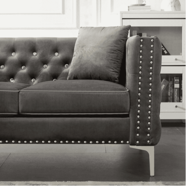 Badandun Grey Chesterfield Sectional Sofa Set - A Crown Furniture