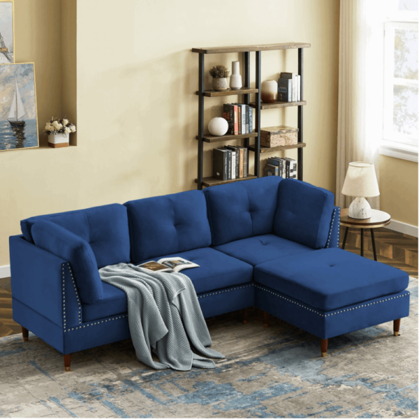 Berkeley Sectional Suede Sofa Set With Ottoman