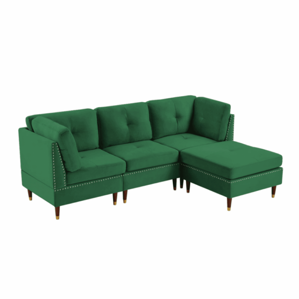 Berkeley Sectional Suede Sofa Set With Ottoman