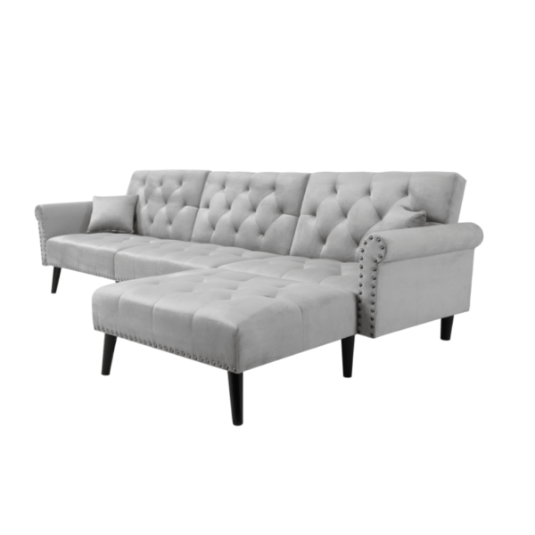 Shalloch Back Suede Chesterfield Sectional Sofa - A Crown Furniture