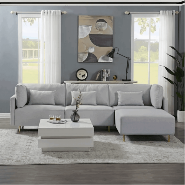 Cnoc Modern Suede Sofa Set In Grey