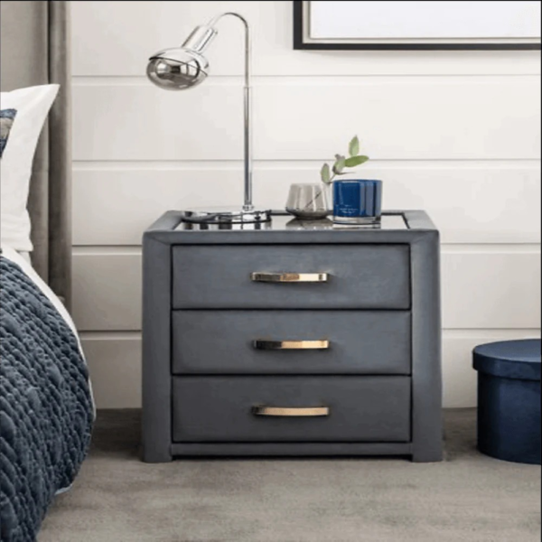 Bac Upholstered 3 Drawer Bedside