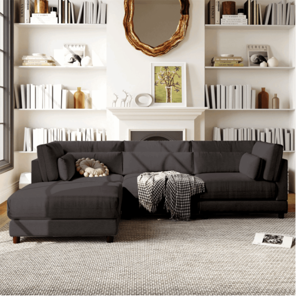 Blecka Sectional Sofa Set In Charcoal Color