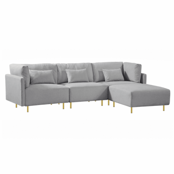 Cnoc Modern Suede Sofa Set In Grey