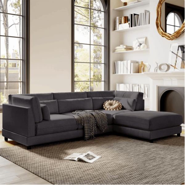 Blecka Sectional Sofa Set In Charcoal Color