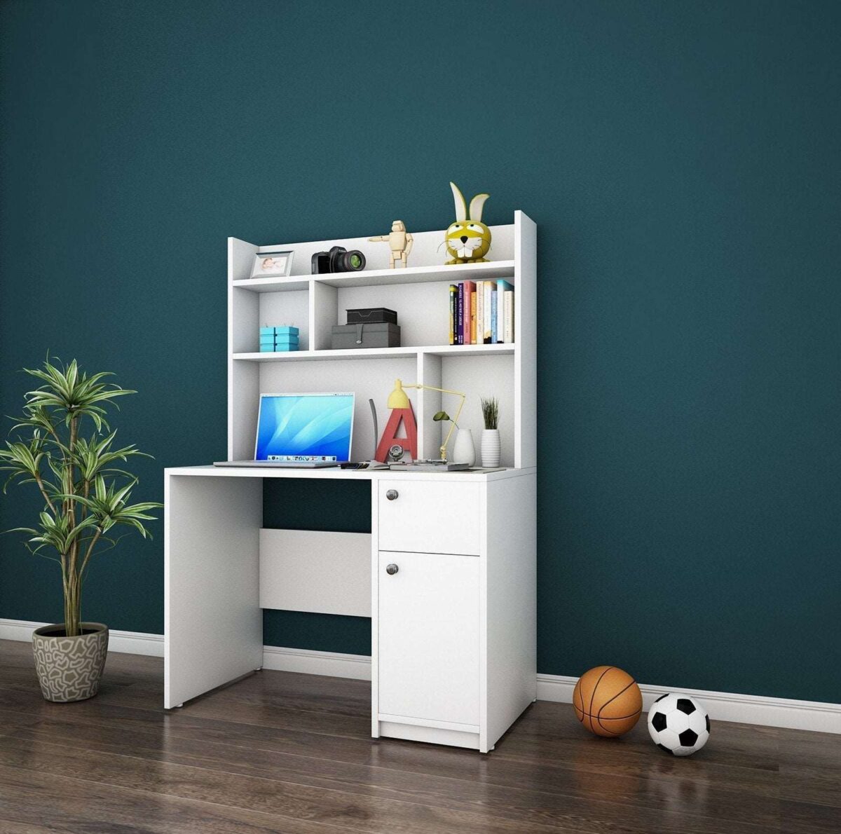 Caora Study Table In White Color