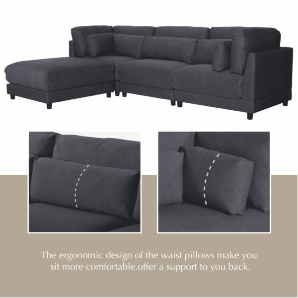 Blecka Sectional Sofa Set In Charcoal Color