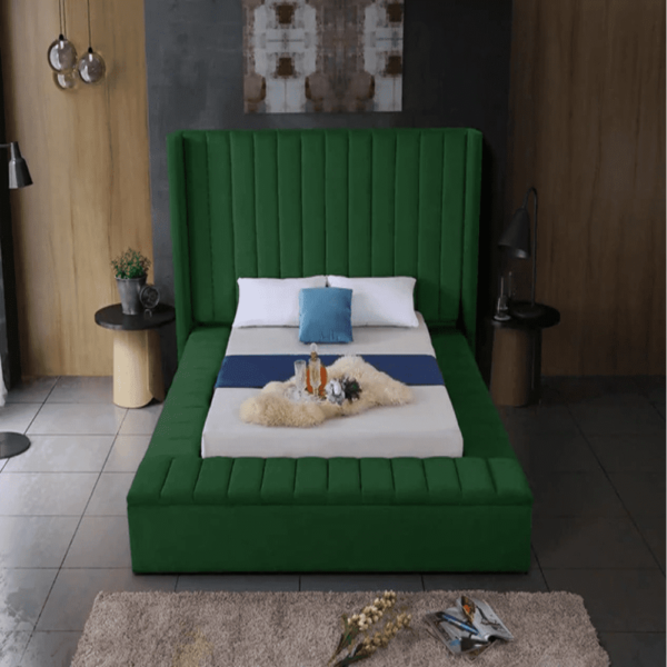 Jibboom Upholstered Bed With Storage - A Crown Furniture