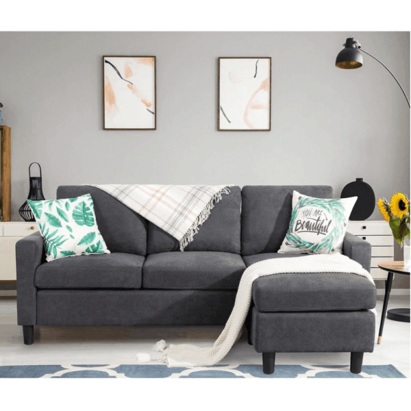 Rainich Linen Upholstered L-Shaped Sectional Sofa - A Crown Furniture