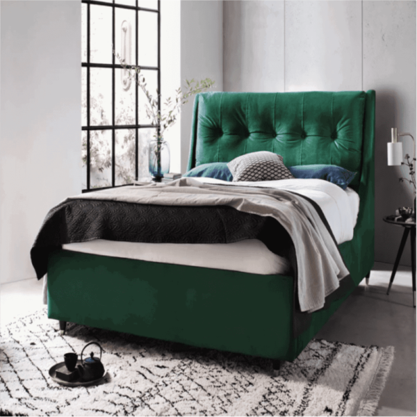 Cofferdam Ottoman Bed With Storage In Green Suede