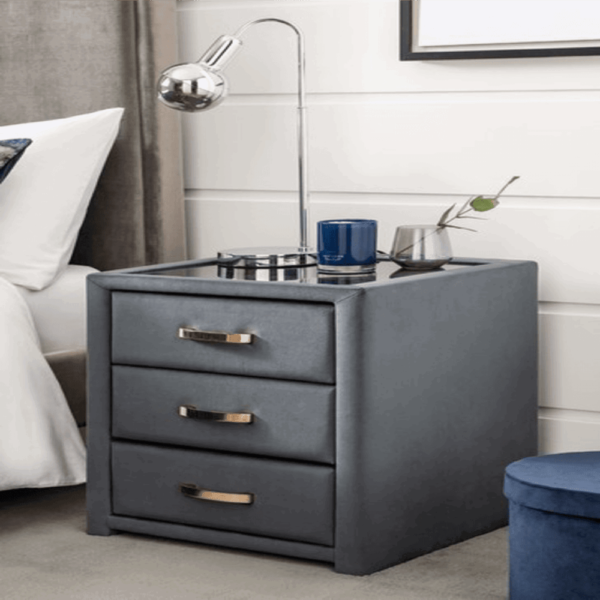 Bac Upholstered 3 Drawer Bedside