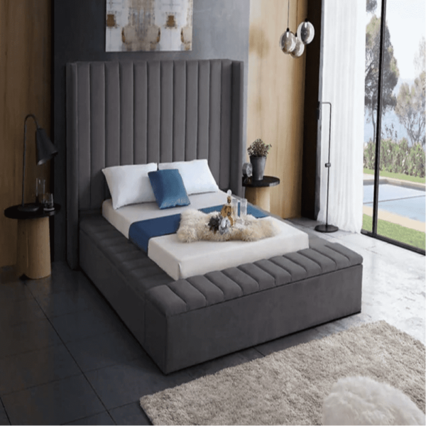 Jibboom Upholstered Bed With Storage - A Crown Furniture