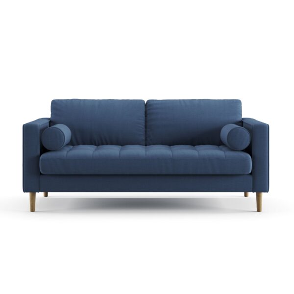 2 Seater Front Indigo Blue Wood Leg