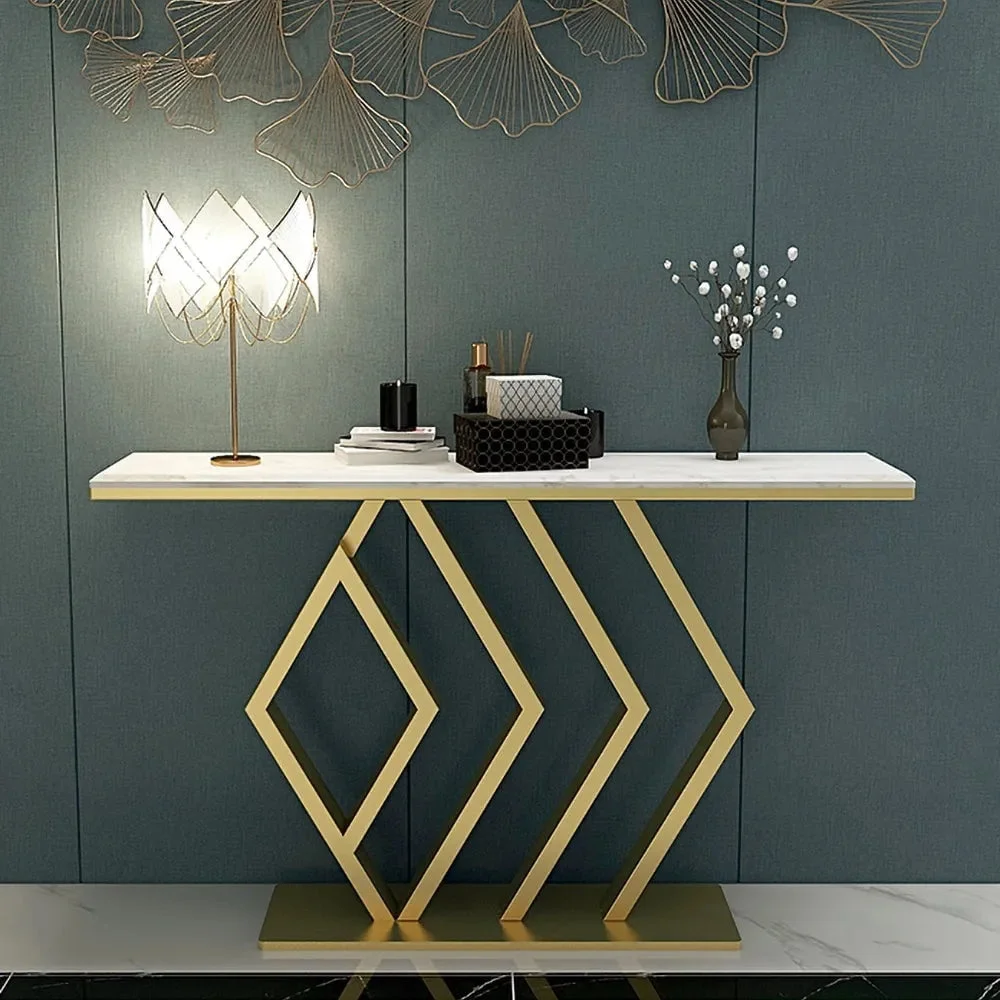 Soulaure Golden Console Table - Stainless Steel - A Crown Furniture