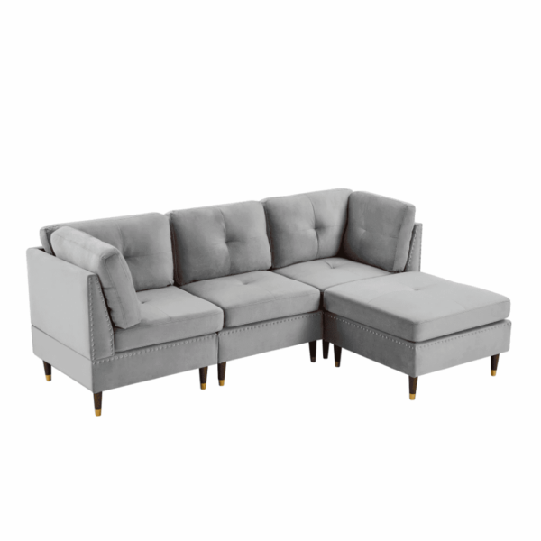 Berkeley Sectional Suede Sofa Set With Ottoman