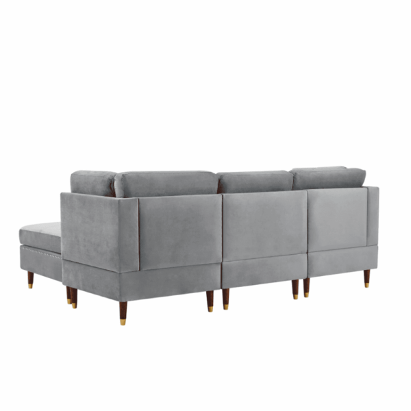 Berkeley Sectional Suede Sofa Set With Ottoman