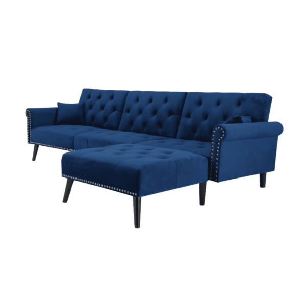 Shalloch Back Suede Chesterfield Sectional Sofa - A Crown Furniture