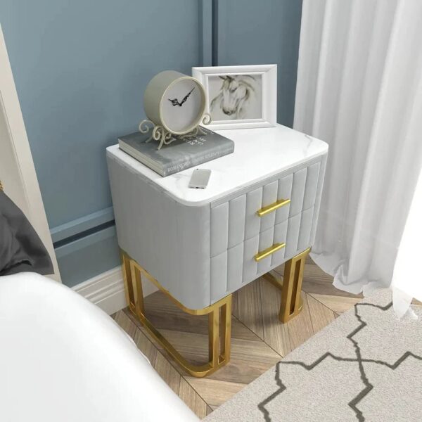 Bharrain Side Table In 2 Drawers In Ss Frame - A Crown Furniture