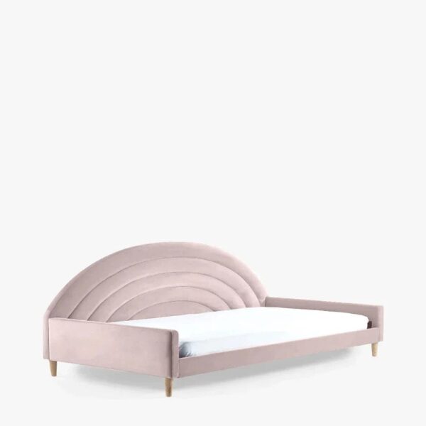 Aigliere Moon Upholstered Luxury Bed In Suede - A Crown Furniture