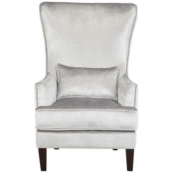 Murtera High Back Wing Chair In Silver Color - A Crown Furniture