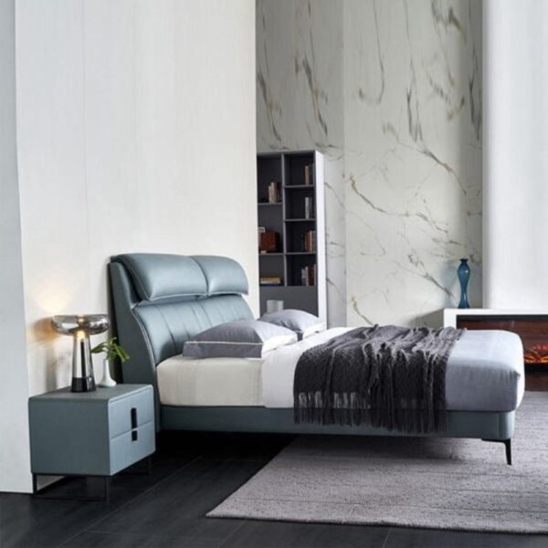 Labyrinth Premium Bed Without Storage In Suede - A Crown Furniture