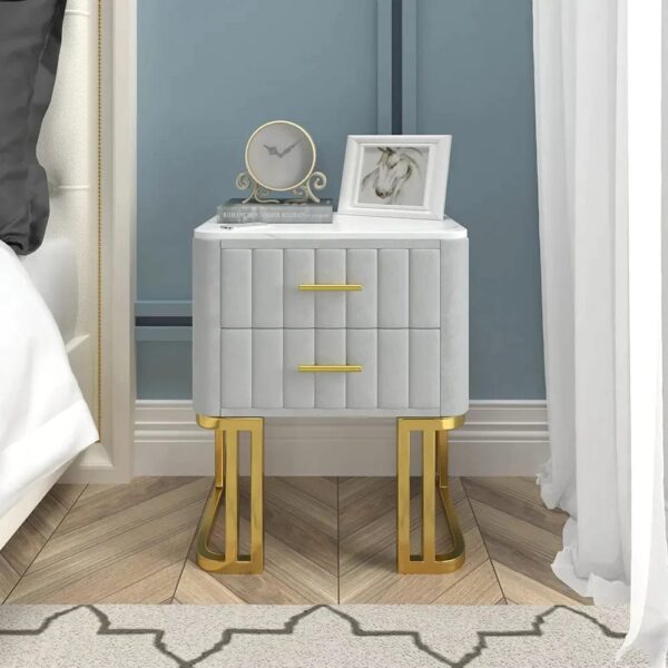 Bharrain Side Table In 2 Drawers In Ss Frame - A Crown Furniture