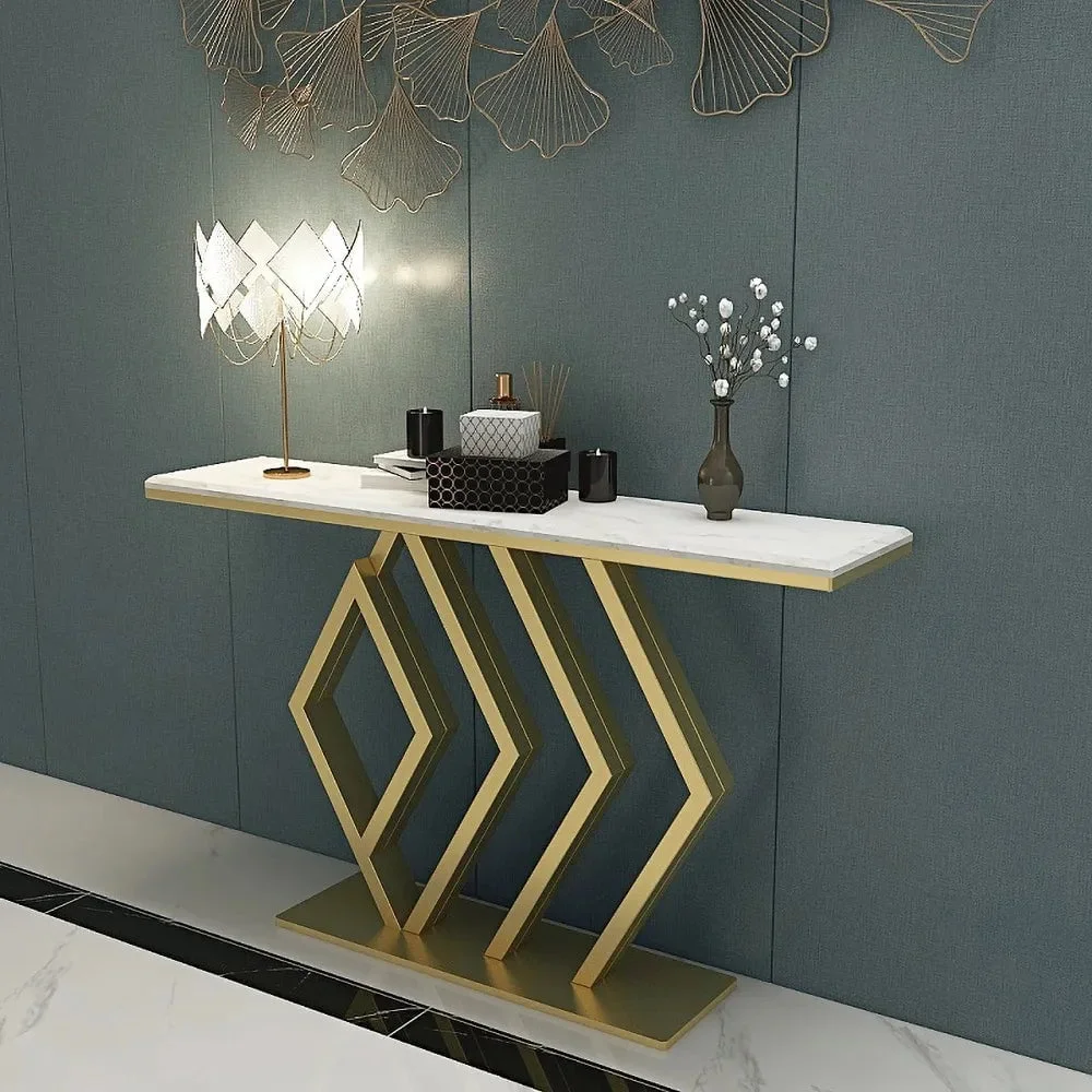 Soulaure Golden Console Table - Stainless Steel - A Crown Furniture