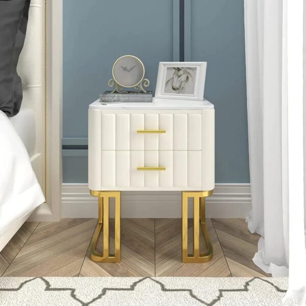 Bharrain Side Table In 2 Drawers In Ss Frame - A Crown Furniture