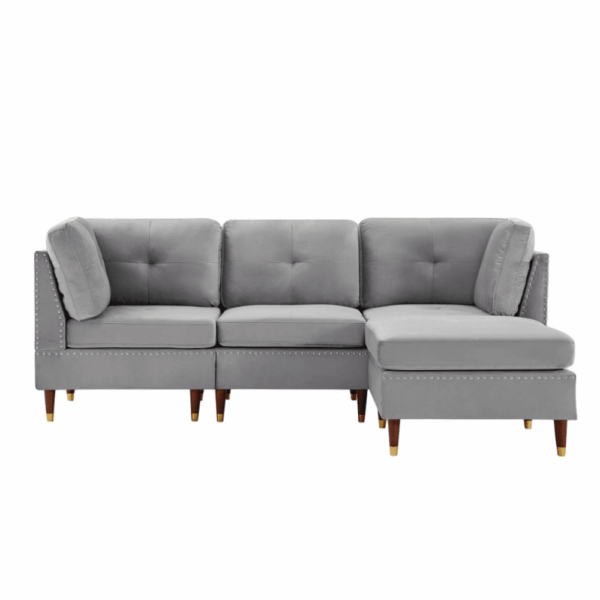 Berkeley Sectional Suede Sofa Set With Ottoman