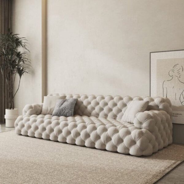 Brallis Premium Chesterfield Sofa Set In Suede - A Crown Furniture