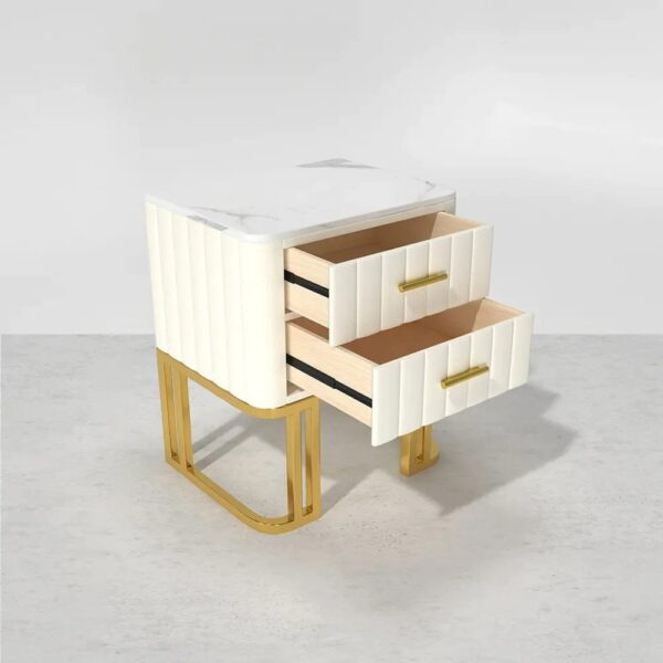 Bharrain Side Table In 2 Drawers In Ss Frame - A Crown Furniture