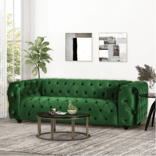 Karsten Velvet Tufted Sofa Set - A Crown Furniture