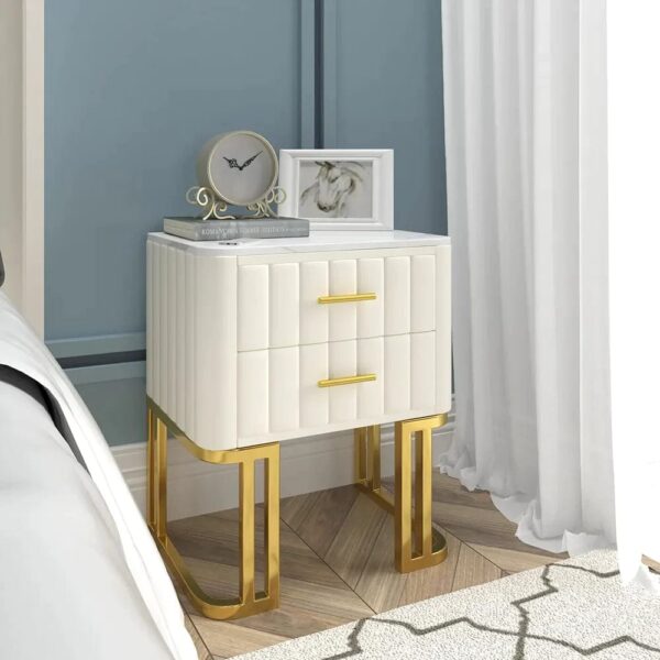 Bharrain Side Table In 2 Drawers In Ss Frame - A Crown Furniture