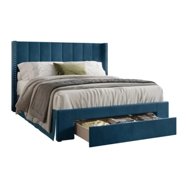 Patroon Uniline Upholstered Bed With Drawer Storage In Suede - A Crown Furniture