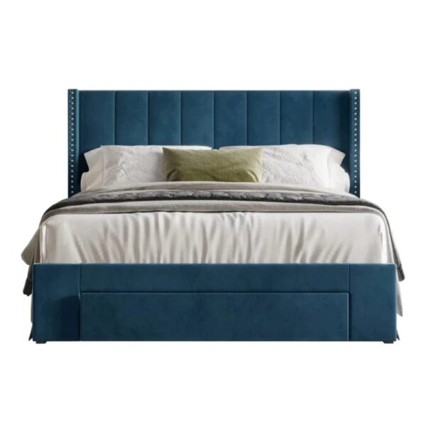 Patroon Uniline Upholstered Bed With Drawer Storage In Suede - A Crown Furniture