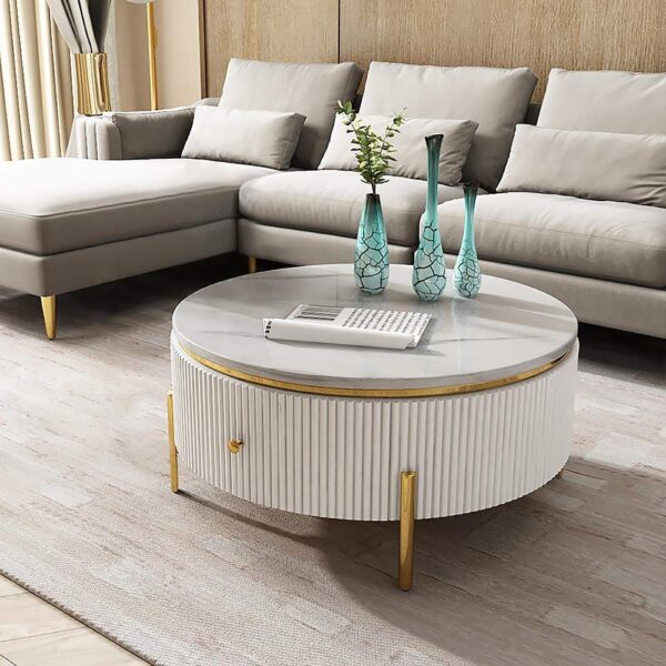 Stretta Centre Table With Ss Frame- Gold & Marble Top - A Crown Furniture