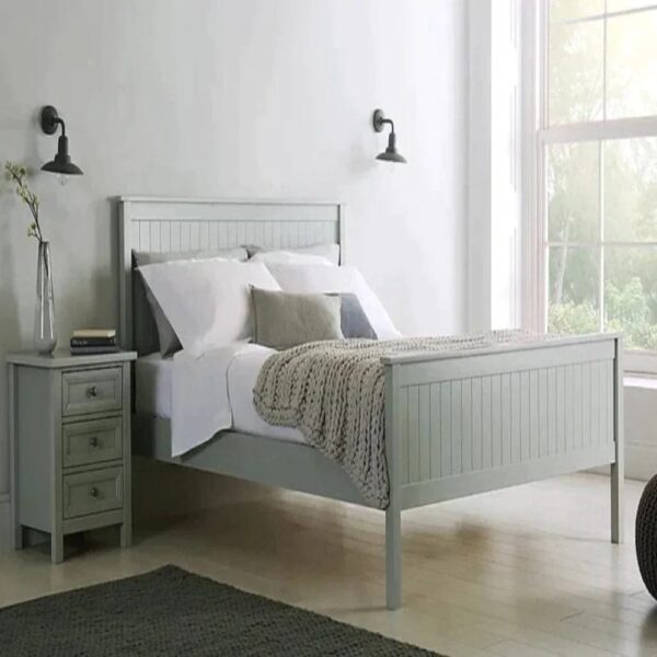 Killane Wooden Bed Without Storage In Grey Matt Finish - A Crown Furniture