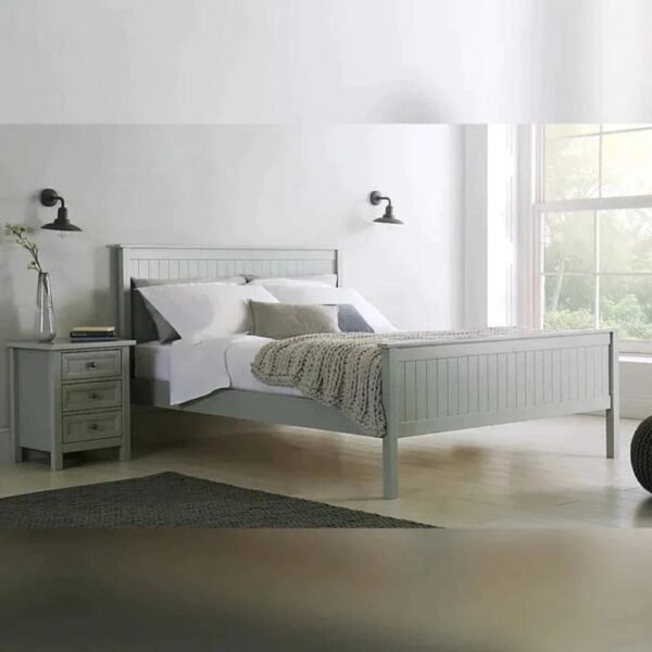 Killane Wooden Bed Without Storage In Grey Matt Finish - A Crown Furniture