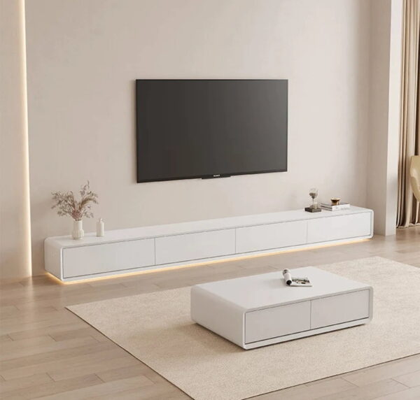 Greigh Luxury Tv Unit And Coffee Table In White - A Crown Furniture