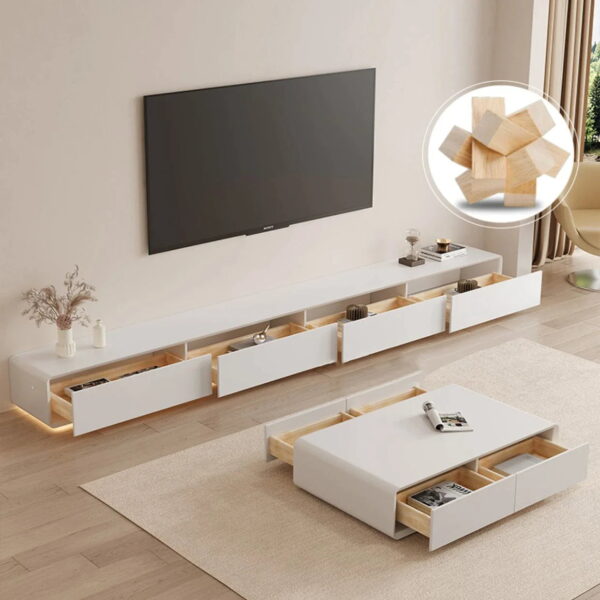 Greigh Luxury Tv Unit And Coffee Table In White - A Crown Furniture