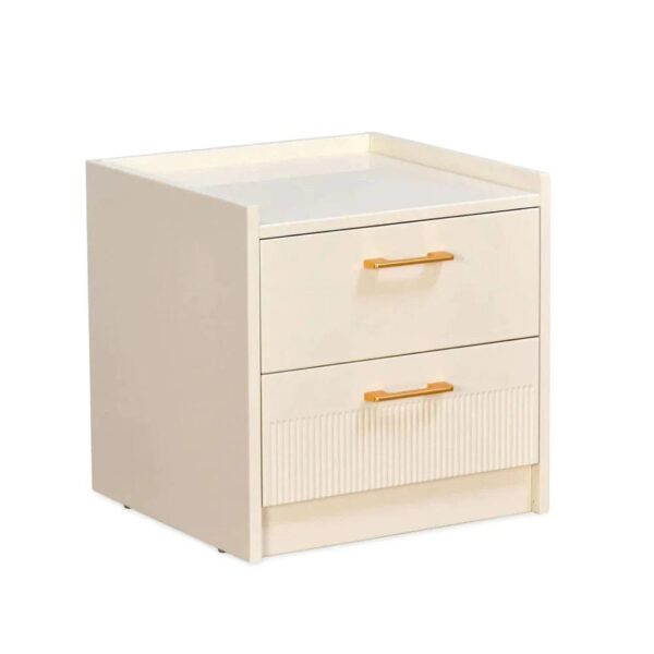 Noir Bedside Table With 2 Drawers In Pu Polish - A Crown Furniture