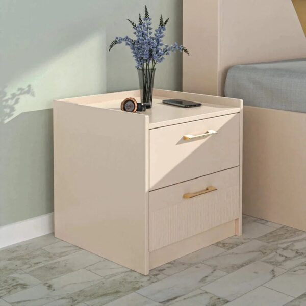 Noir Bedside Table With 2 Drawers In Pu Polish - A Crown Furniture