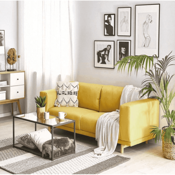 Kaustby Classic Sofa Set In Yellow - A Crown Furniture