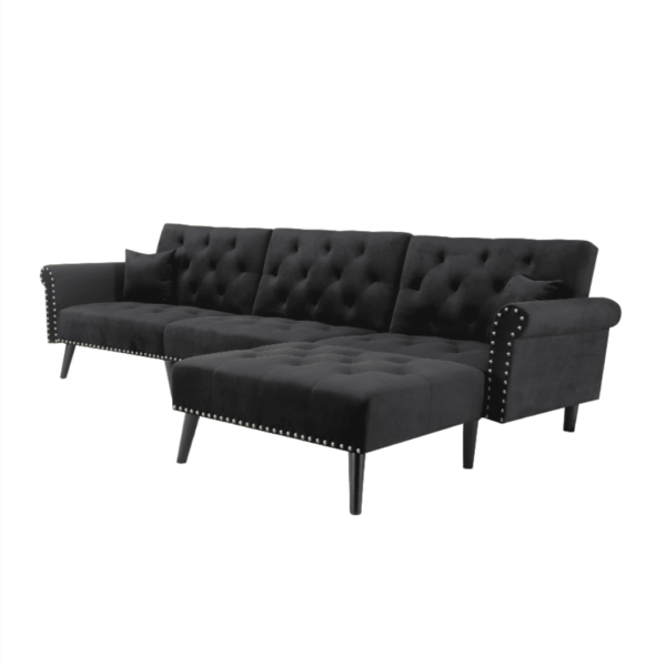 Shalloch Back Suede Chesterfield Sectional Sofa - A Crown Furniture